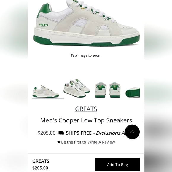 GREATS- The Cooper Low Skate - Blanco/Green - Size 9- Brand New..Never worn.!!! - Picture 1 of 15